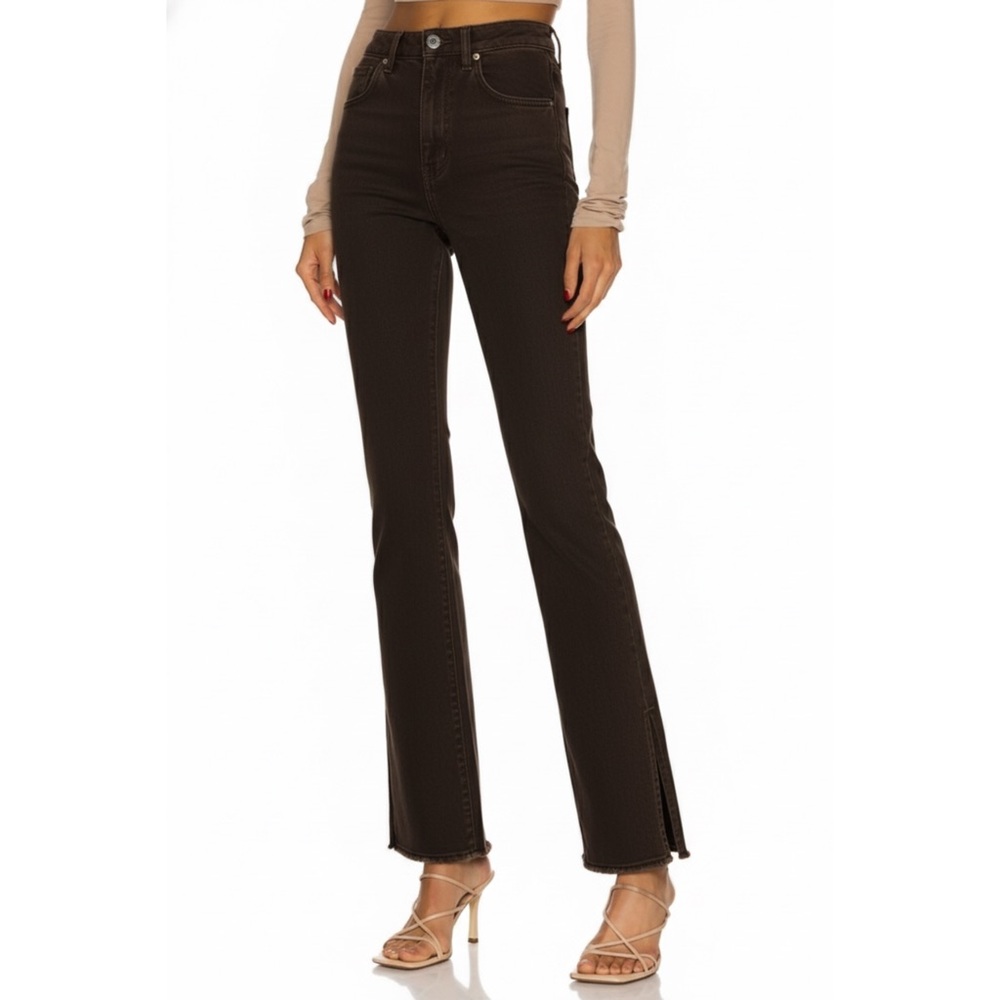 GRLFRND Harlow Dark Chocolate Brown High Rise Boot Slit Jeans Size 24